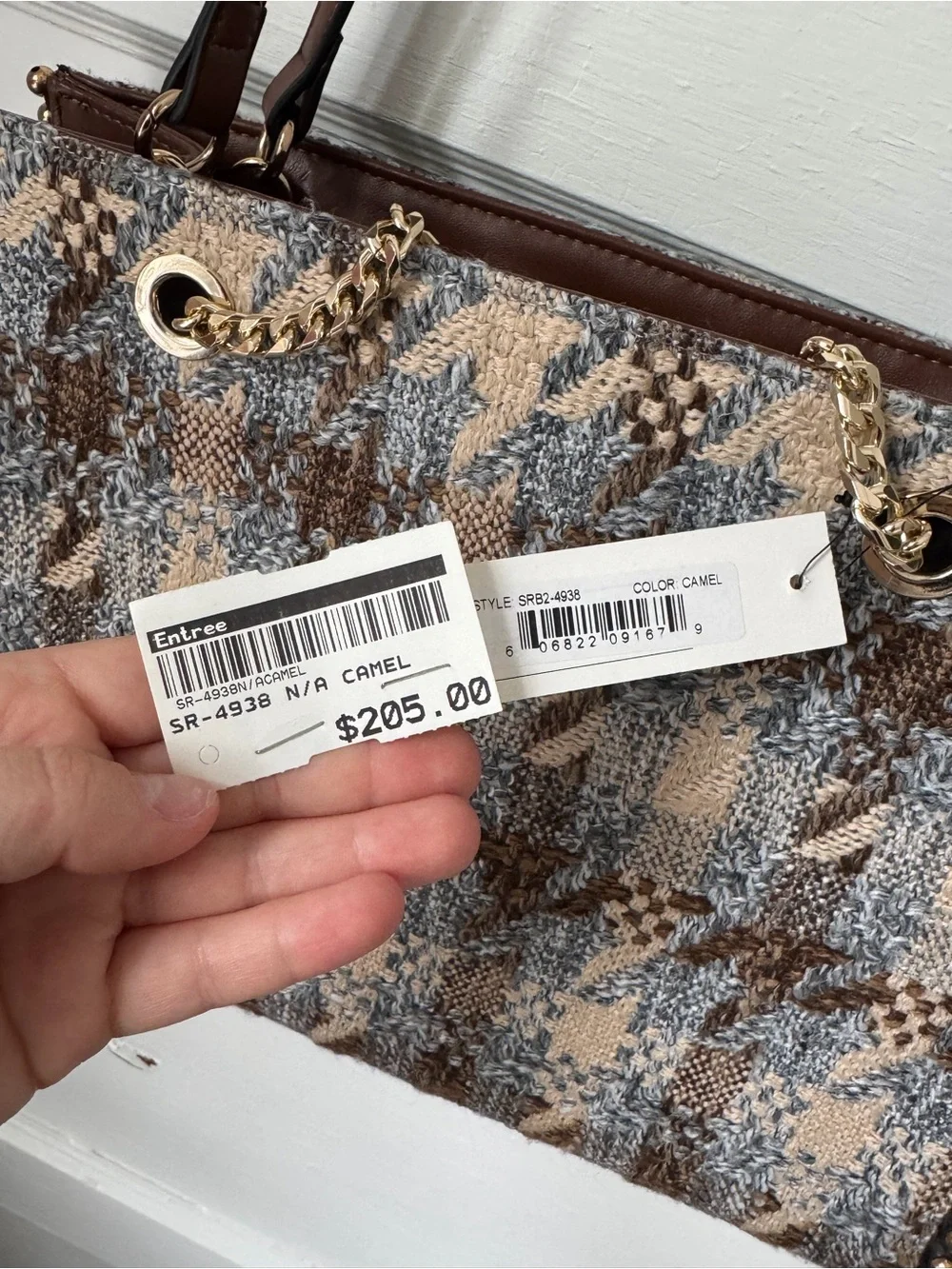 Sondra Roberts Squared Tweed Houndstooth Tote
